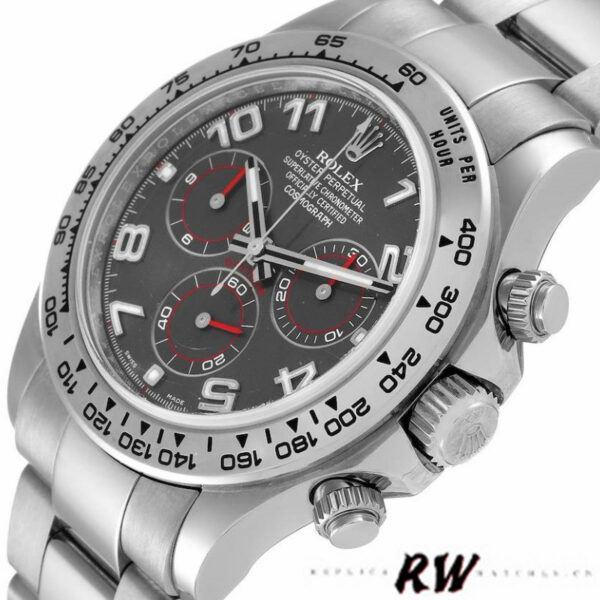 Rolex Cosmograph Daytona 116509 Gray Arabic Dial White Gold 40MM Mens Replica Watch - Image 4