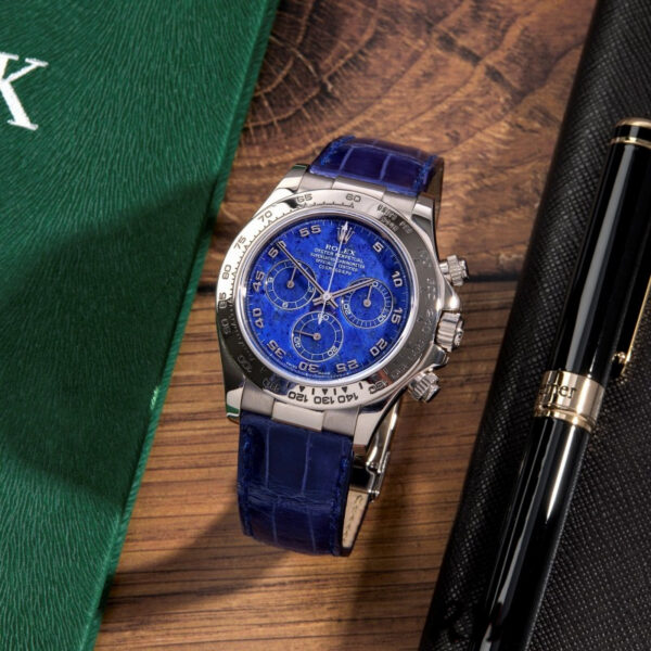 Rolex Daytona 116519 Sodalite Arabic Dial Blue Alligator Leather 40mm Mens Replica Watch - Image 6