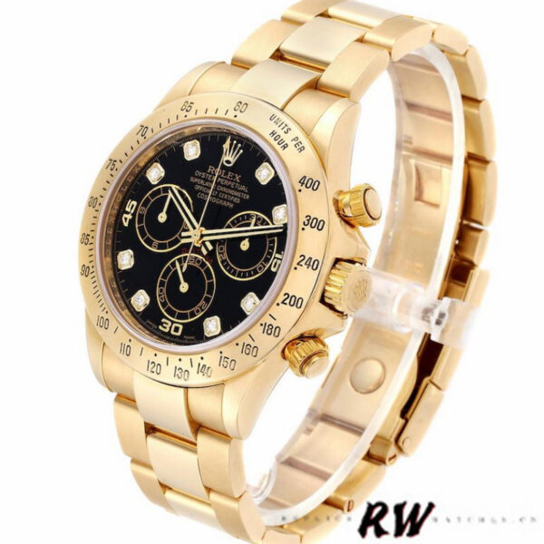 Rolex Cosmograph Daytona 116528 Black Diamond Dial 40MM Mens Replica Watch - Image 3