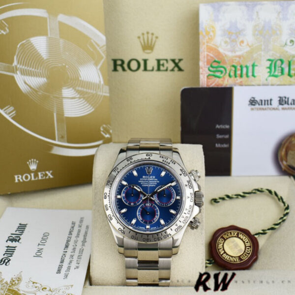 Rolex Cosmograph Daytona 116509 Blue Index Dial 40MM Mens Replica Watch - Image 7
