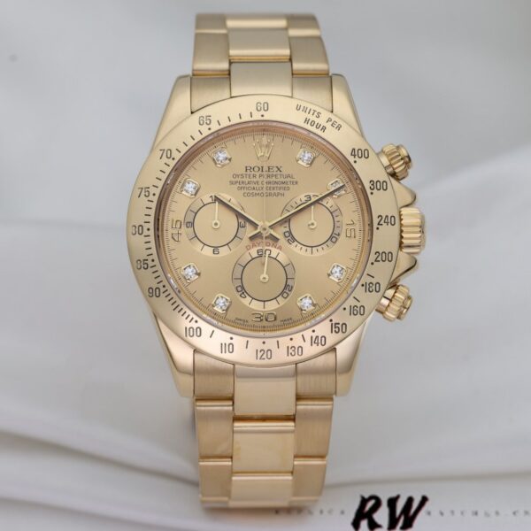 Rolex Cosmograph Daytona 116528 Champagne Diamond Dial 40mm Mens Replica Watch - Image 2