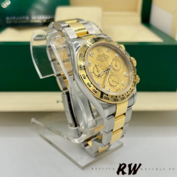 Rolex Cosmograph Daytona 116503 Yellow Gold Champagne Diamond Dial 40MM Mens Replica Watch - Image 2