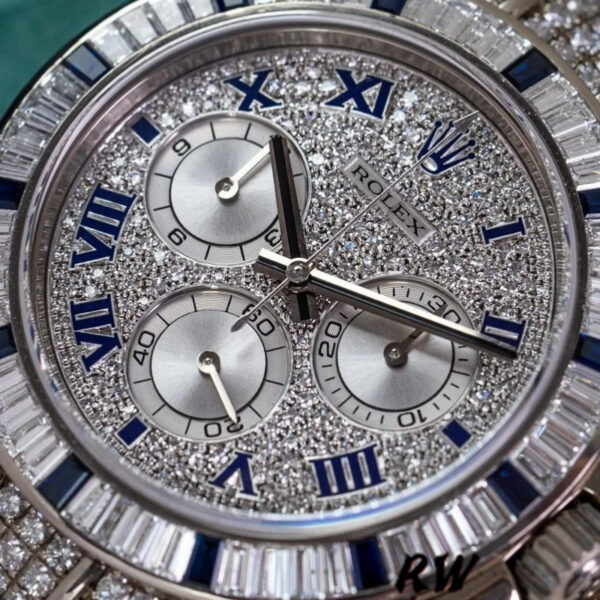 Rolex Daytona 116599 pave diamond dial Blue Leather Strap 40mm Mens Replica Watch - Image 3