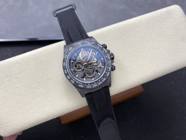 Rolex Daytona DIW Carbon Fiber Skeleton Black Replica Watch - Image 6