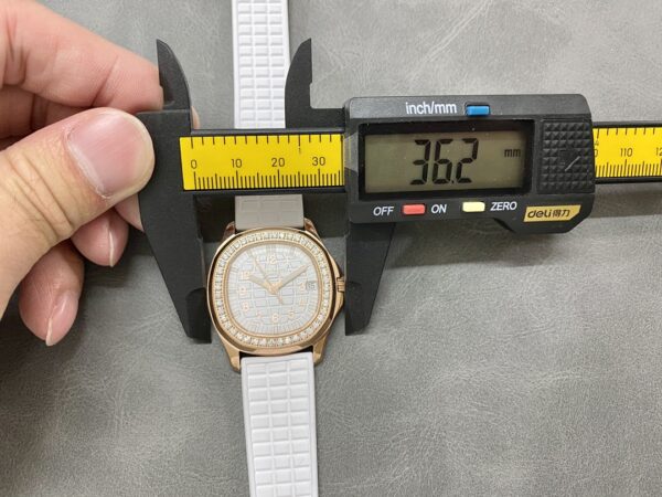 Replica Patek Philippe Aquanaut Rose Gold White Dial 5068R 010 36mm Lady Watch - Image 10