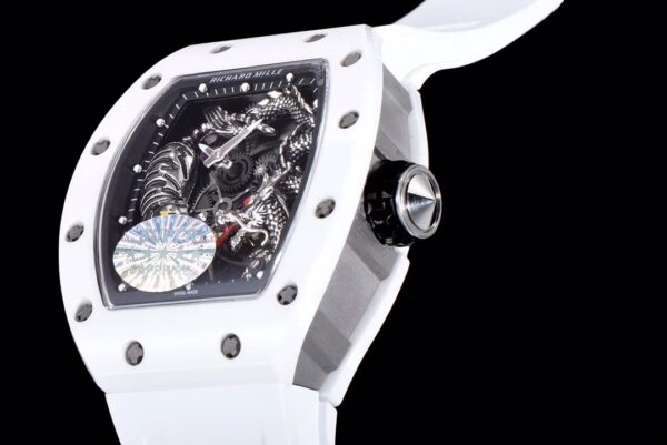 Richard Miller RM 057 NTPT Carbon Fiber White Rubber Strap - Image 5