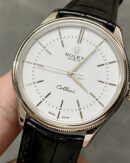 Replica Rolex Cellini Time 50509 Black Leather Strap White Dial 39mm Mens Replica Watch - Image 5