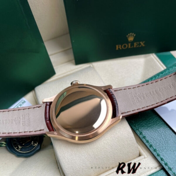Replica Rolex Cellini Time 50505 Brown Leather Strap Black Dial 39mm Mens Replica Watch - Image 5