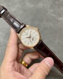 Replica Rolex Cellini Dual Time 50525 Silver Dial Black Leather Strap 39mm Mens Replica Watch - Image 6
