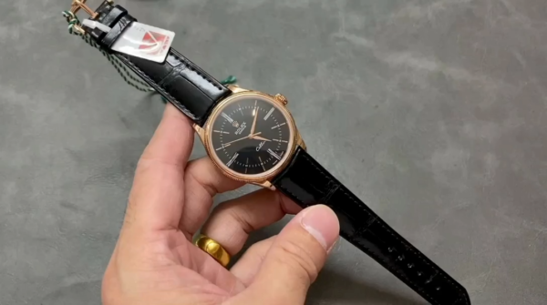 Replica Rolex Cellini Time 50505 Black Leather Strap Black Dial 39mm Mens Replica Watch - Image 2