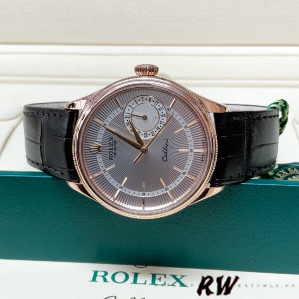 Replica Rolex Cellini Date 50515 Rose Gold Silver Guilloche Index Dial 39mm Mens Replica Watch - Image 5