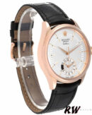 Replica Rolex Cellini Dual Time 50525 Silver Dial Black Leather Strap 39mm Mens Replica Watch - Image 12