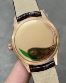 Replica Rolex Cellini Dual Time 50525 Silver Dial Black Leather Strap 39mm Mens Replica Watch - Image 9