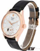 Replica Rolex Cellini Dual Time 50525 Silver Dial Black Leather Strap 39mm Mens Replica Watch - Image 13