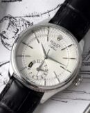 Replica Rolex Cellini Dual Time 50529 Silver Sunburst Dial Brown Leather Strap 39mm Mens Replica Watch - Image 3