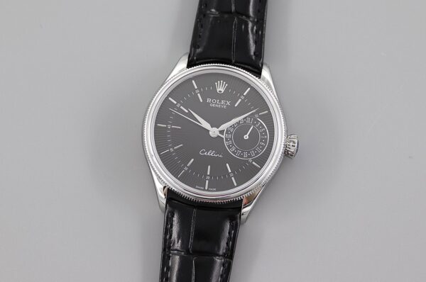 Replica Rolex Cellini Date 50519 Black Leather Black Dial 39mm Mens Replica Watch - Image 2