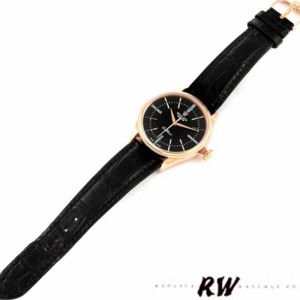 Replica Rolex Cellini Time 50505 Black Leather Strap Black Dial 39mm Mens Replica Watch - Image 16