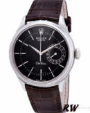 Replica Rolex Cellini Date 50519 Brown Leather Black Dial 39mm Mens Replica Watch - Image 3